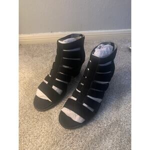 NEW VIONIC Aloft Harlow Gladiator Heel Sandal Suede Black Open Toe Womens Sz 8.5